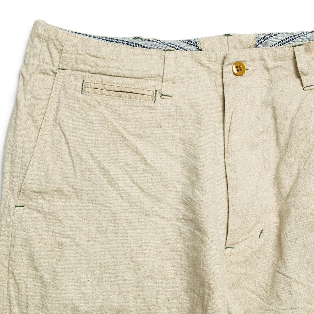 BURGUS PLUS - Lot.402Z - Military Trousers - Ecru Linen / Cotton Selvedge Denim - 402Z-11-OFW