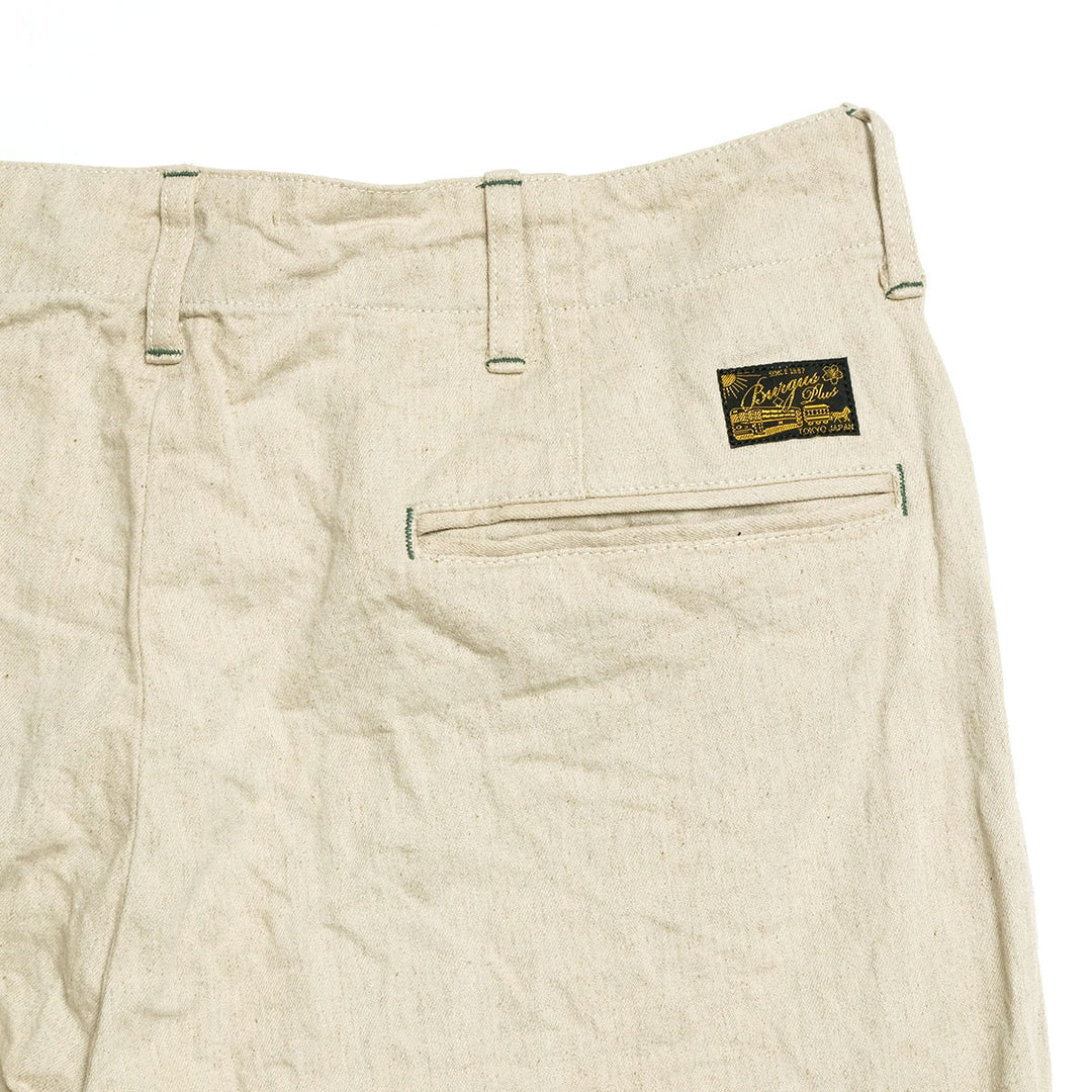 BURGUS PLUS - Lot.402Z - Military Trousers - Ecru Linen / Cotton Selvedge Denim - 402Z-11-OFW