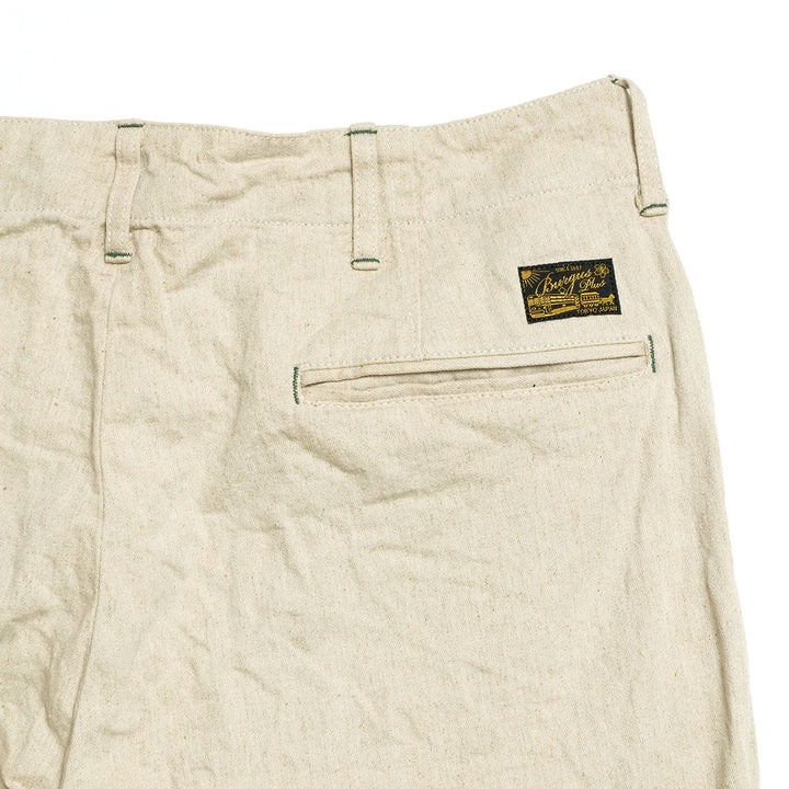 BURGUS PLUS - Lot.402Z - Military Trousers - Ecru Linen / Cotton Selvedge Denim - 402Z-11-OFW