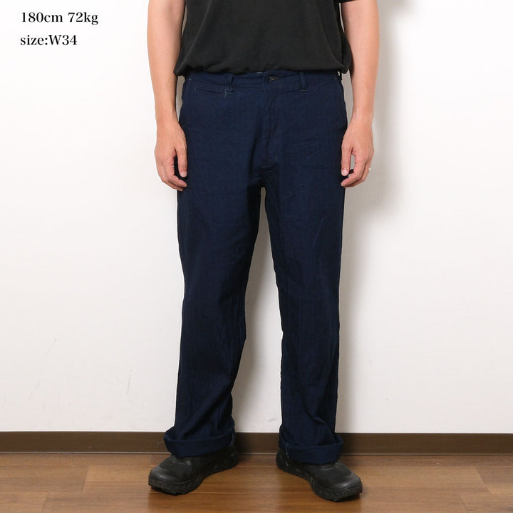 BURGUS PLUS - Lot.402Z - Military Trousers - Indigo Herringbone - 402Z-34