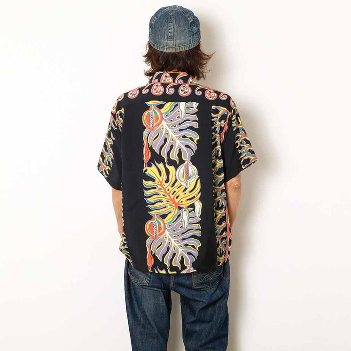 SUN SURF - S/S RAYON HAWAIIAN SHIRT - MONSTERA BORDER - SS39622