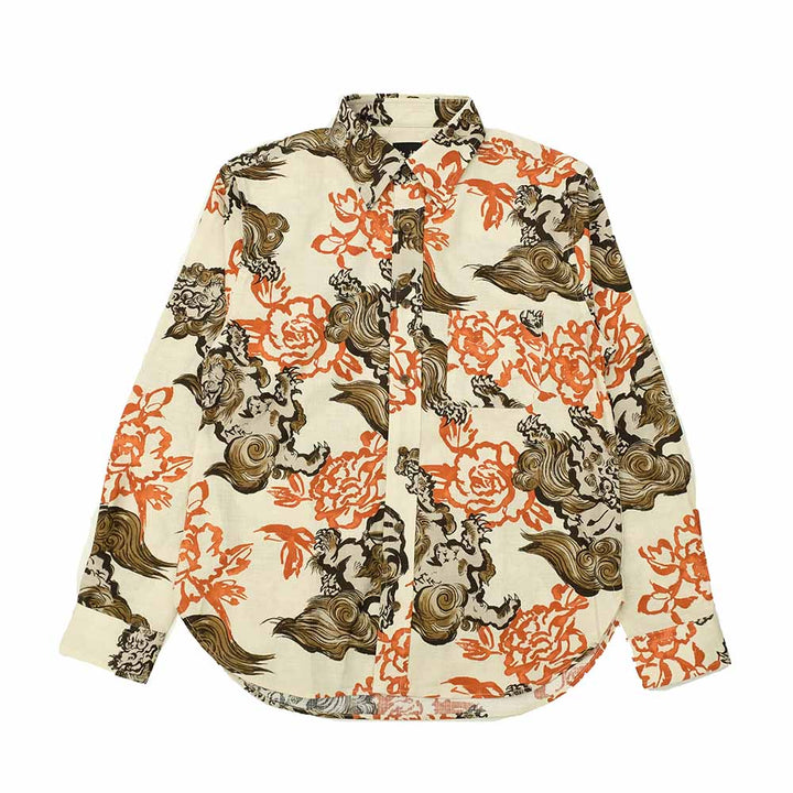 衣櫻 - サザンクロス素材 - 長袖レギュラーシャツ - 唐獅子牡丹 - SA1670