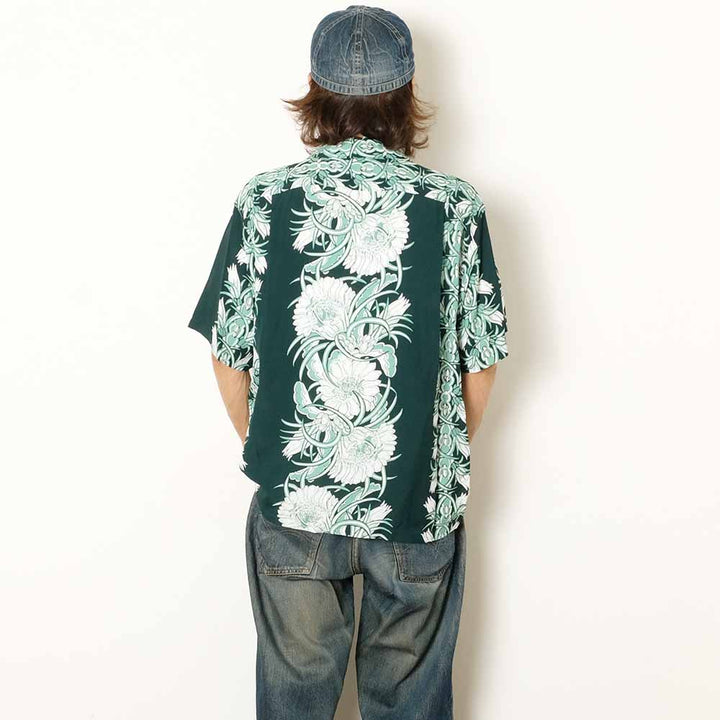 SUN SURF - S/S RAYON HAWAIIAN SHIRT - NIGHT BLOOMING CEREUS BORDER - SS39612