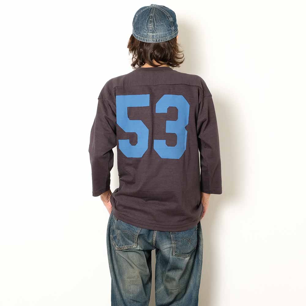 WAREHOUSE - 7/10 SLEEVE FOOTBALL T-SHIRT - BLUE DEVILS - 4063BLU-26