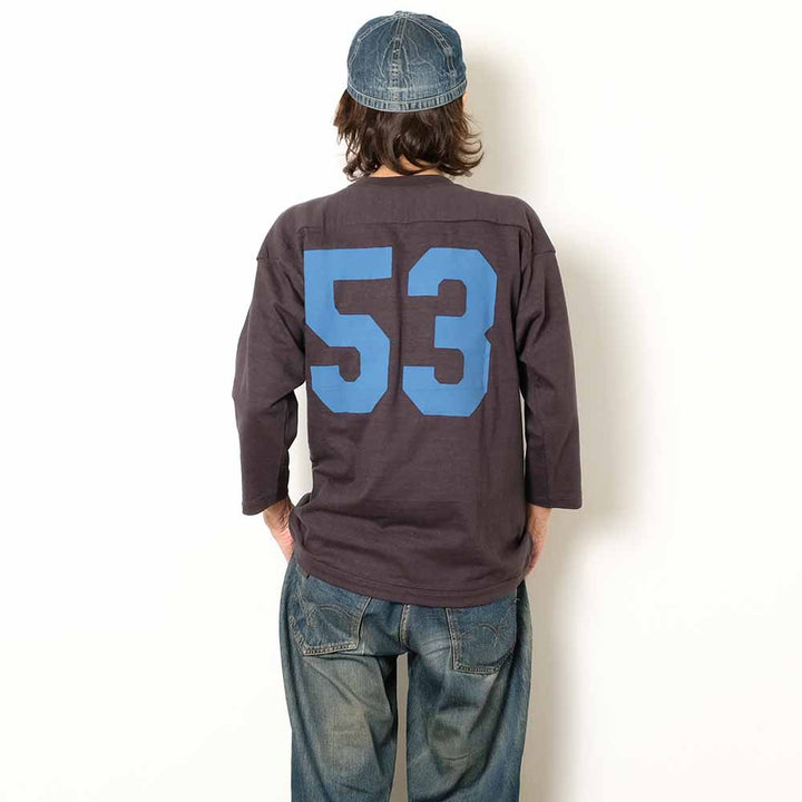 WAREHOUSE - 7/10 SLEEVE FOOTBALL T-SHIRT - BLUE DEVILS - 4063BLU-26