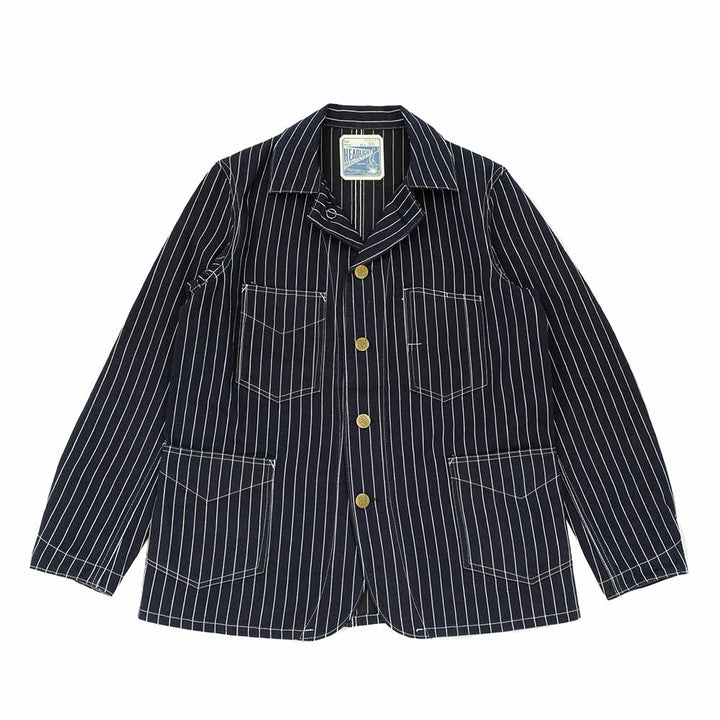 HEADLIGHT - 8oz. SPECIAL WOVEN STRIPE DENIM WORK COAT - HD15647