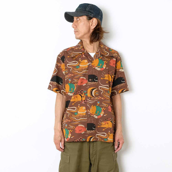 SUN SURF - DOBBY COTTON OPEN SHIRT - OCEAN ACTIVITIES - by 柳原良平 with MOOKIE SS39538