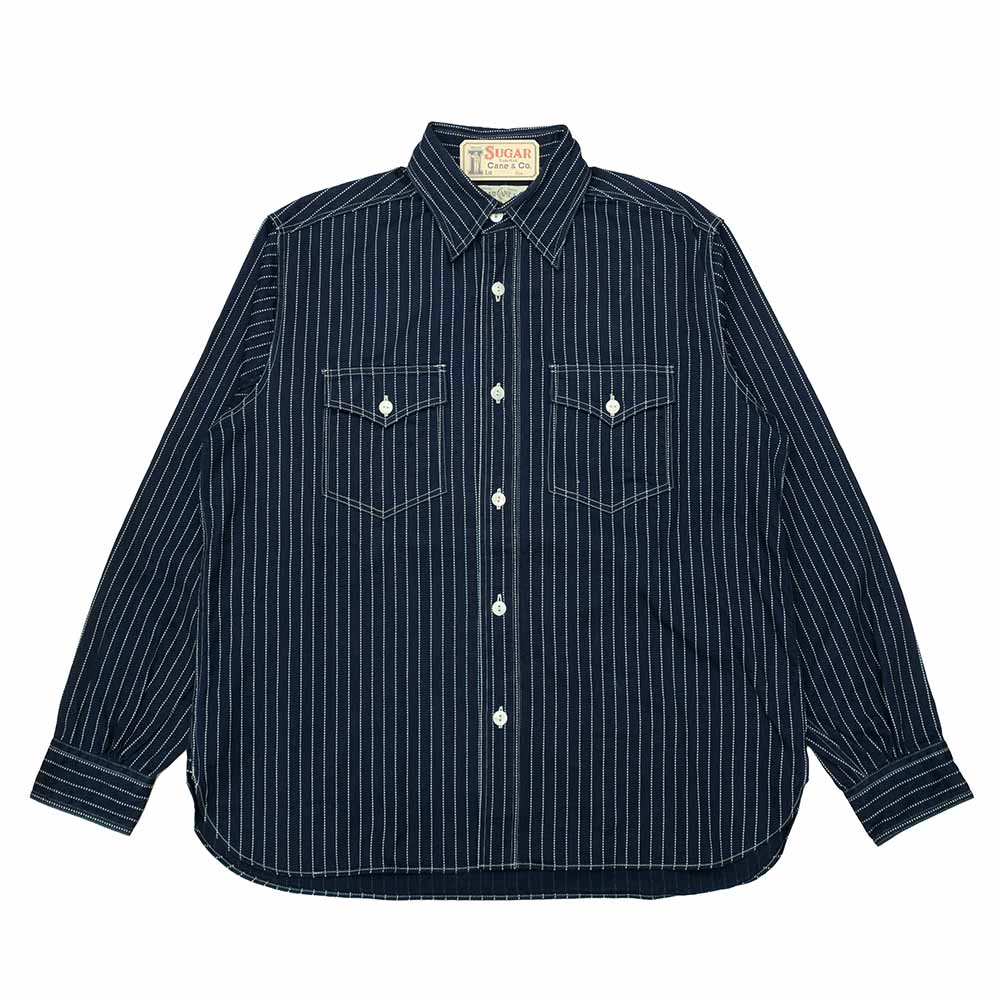 SUGAR CANE FICTION ROMANCE 8.5oz. WABASH STRIPE WORK SHIRT SC29164