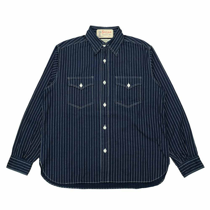SUGAR CANE FICTION ROMANCE 8.5oz. WABASH STRIPE WORK SHIRT SC29164