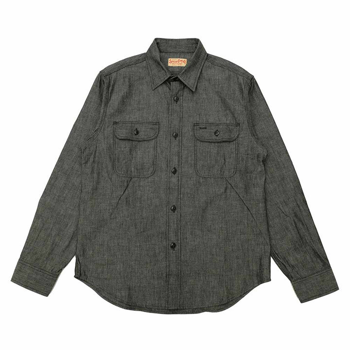 Sugar Cane - BLACK CHAMBRAY WORK SHIRT - SC29159