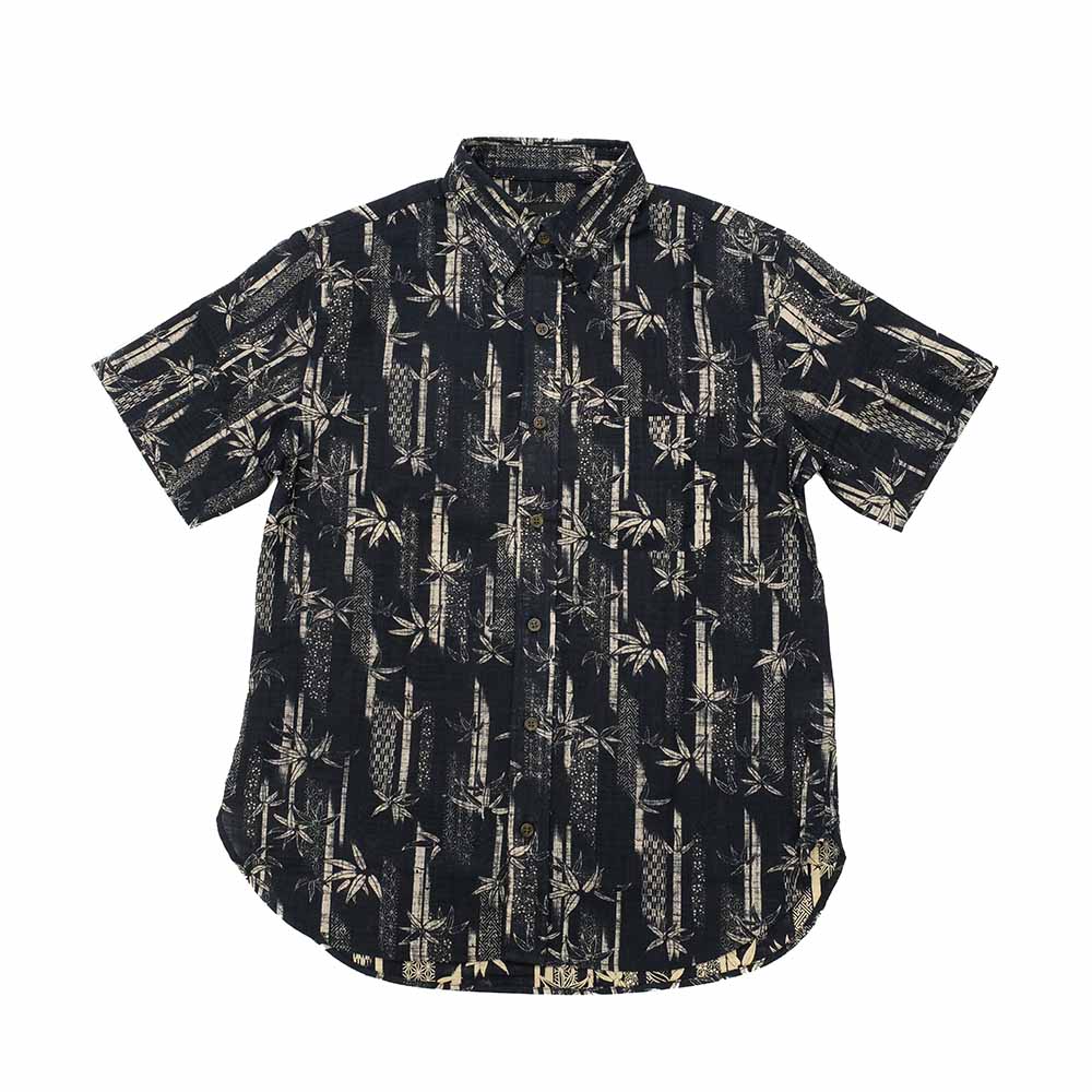 衣櫻 - ムラ糸クロス素材 半袖レギュラーカラーシャツ - 掠竹 - SA1610