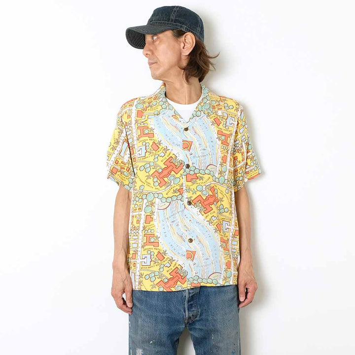 SUN SURF - RAYON HAWAIIAN SHIRT - WAIKIKI MAP - SS39424
