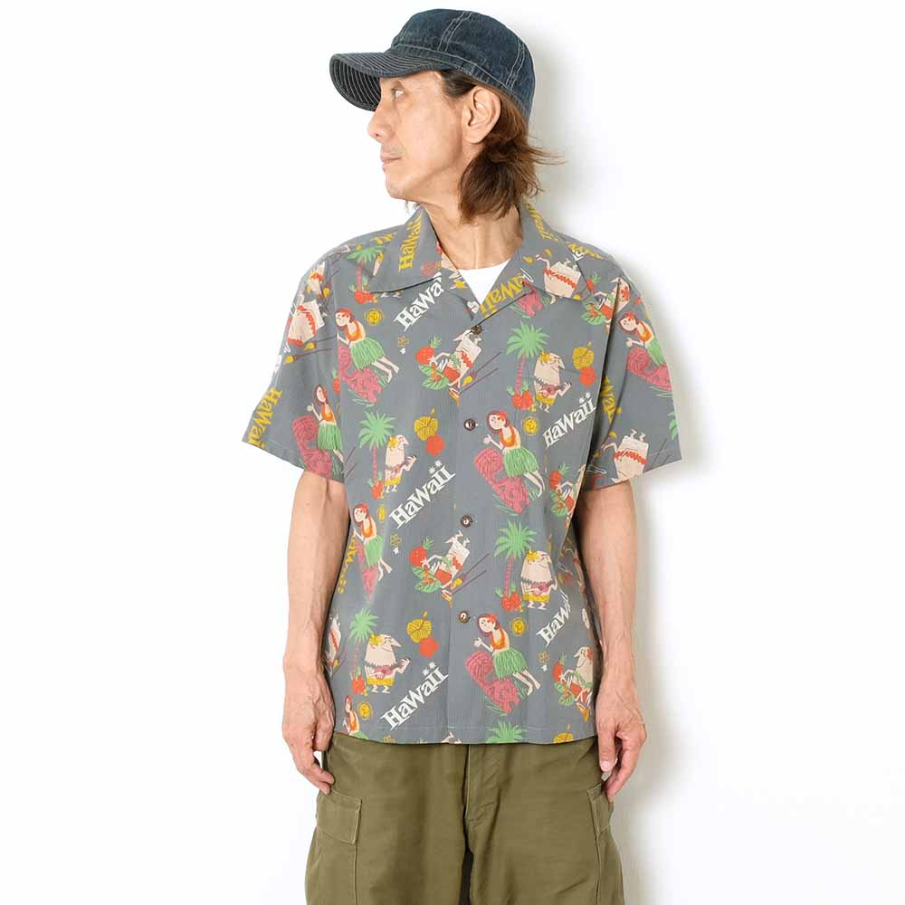 SUN SURF - COTTON SEERSUCKER OPEN SHIRT - TRIP TO HAWAII - by 柳原良平 with MOOKIE SS39537