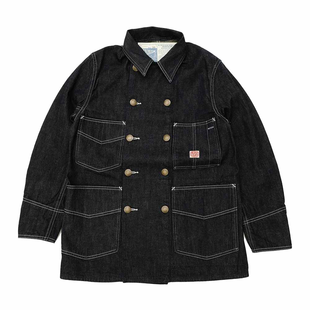 HEADLIGHT - 9.5oz. SPECIAL WEAVE DENIM DOUBLE BREASTED COAT - HD15844