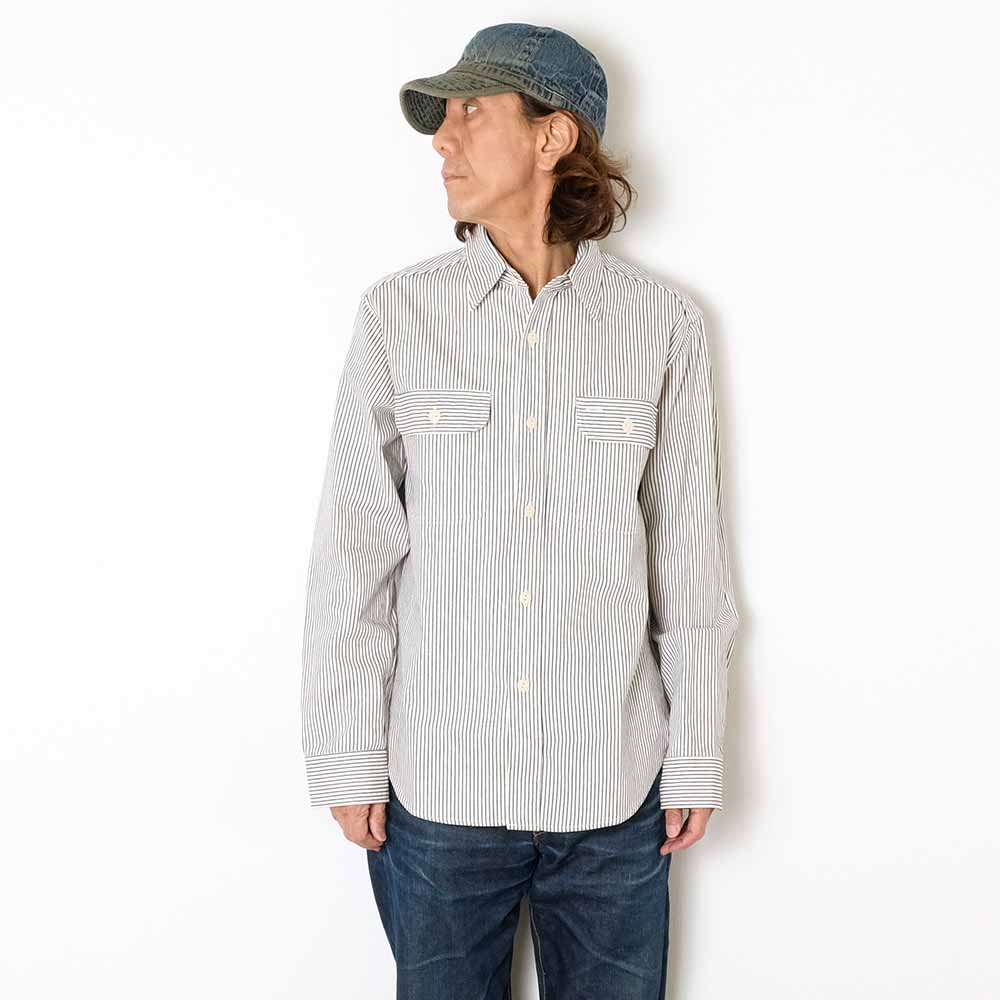 SUGAR CANE - Hickory Stripe L/S Work Shirt - SC27853