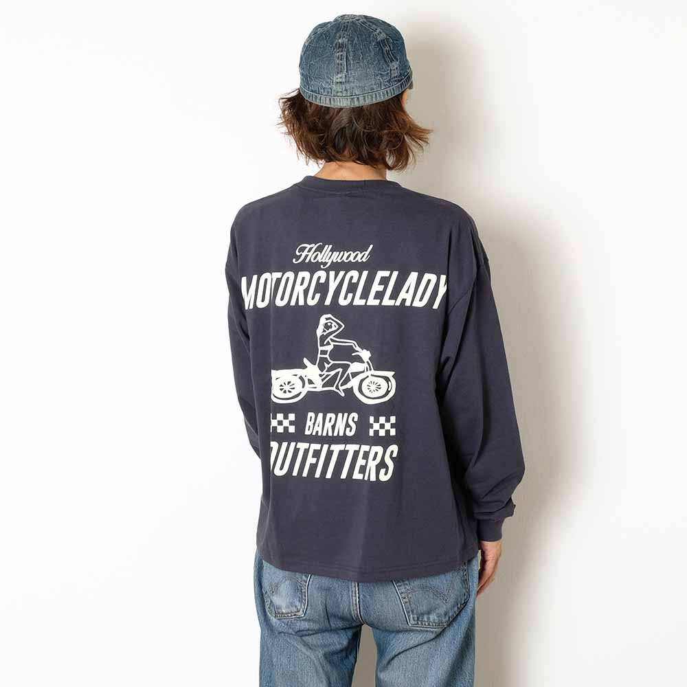 BARNS - BOXY L/S PRINT T-SHIRT - MOTORCYCLELADY - BR-25403