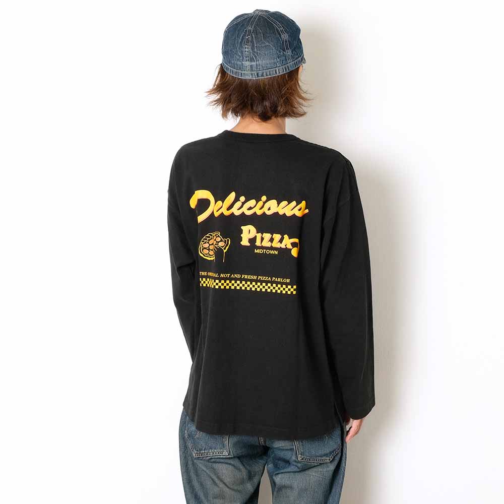 BARNS - 10/- 90's Heavy Weight L/S Print T-shirt - Delicious PIZZA - BR-25407