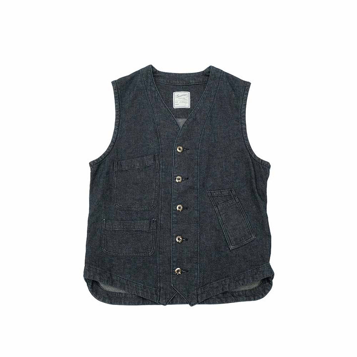 Soundman - Working Waist Coat - Marcy - Cotton / Linen Honey court Denim - M376-507Z
