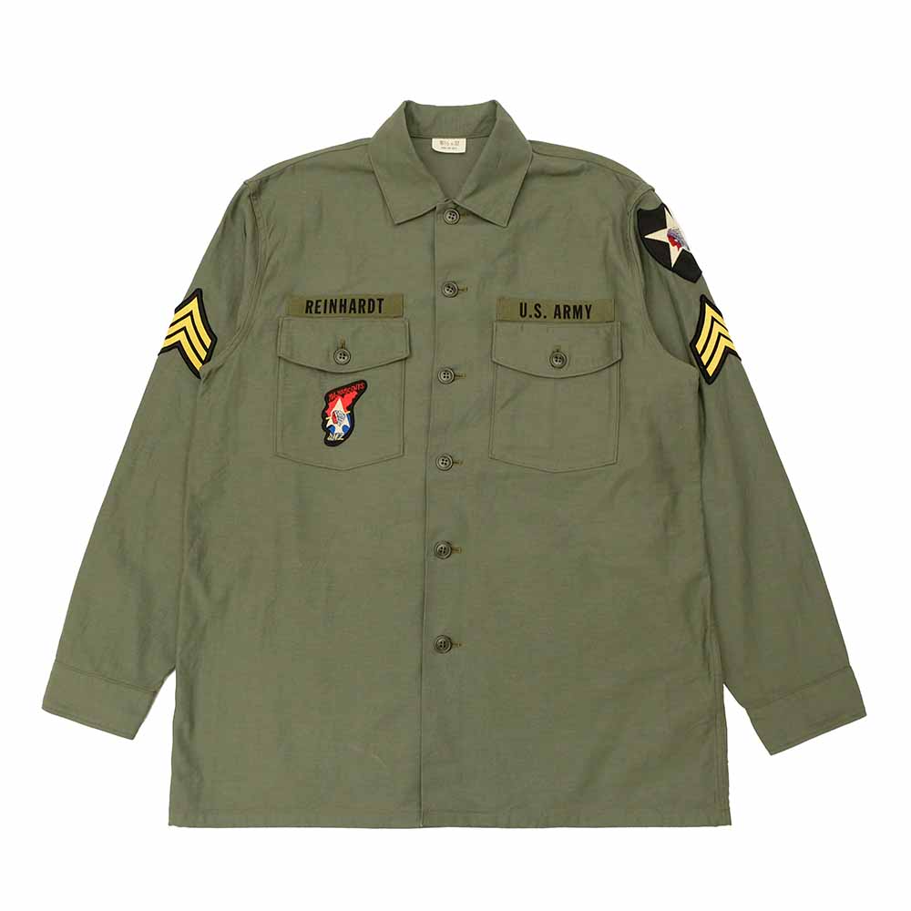 BUZZ RICKSON'S - SHIRT MAN'S COTTON SATEEN OLIVE GREEN SHADE107 - DEMILITARIZED ZONE - BR29586