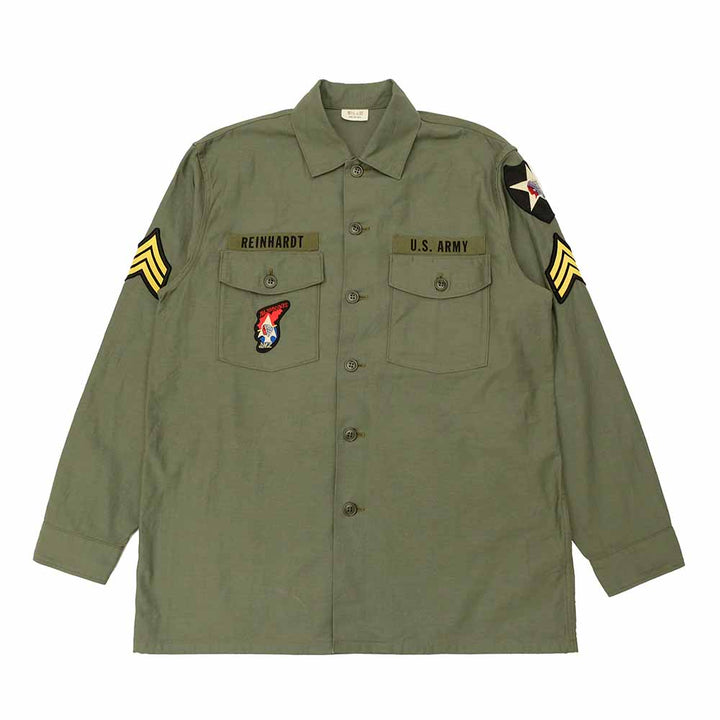 BUZZ RICKSON'S - SHIRT MAN'S COTTON SATEEN OLIVE GREEN SHADE107 - DEMILITARIZED ZONE - BR29586