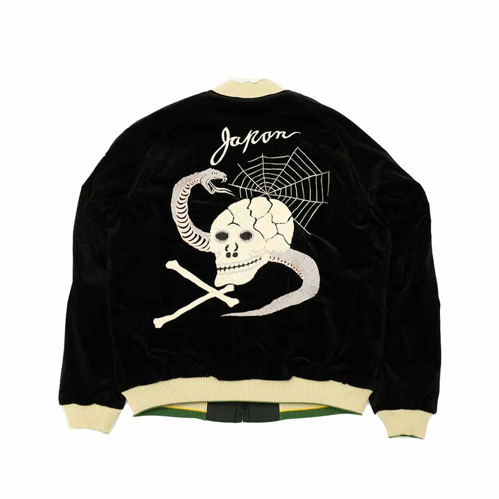 TAILOR TOYO - Mid 1950s Style Velveteen Souvenir Jacket - SPIDERWEB, SNAKE & SKULL × DRAGON & TIGER - TT15666