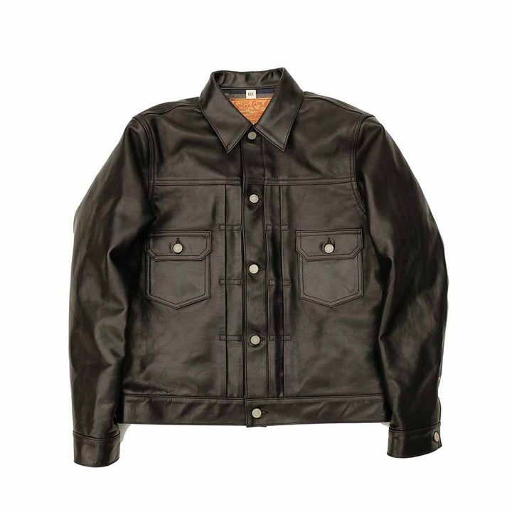 SUGAR CANE - BLACK HORSEHIDE LEATHER JACKET 1953 MODEL - SC80681