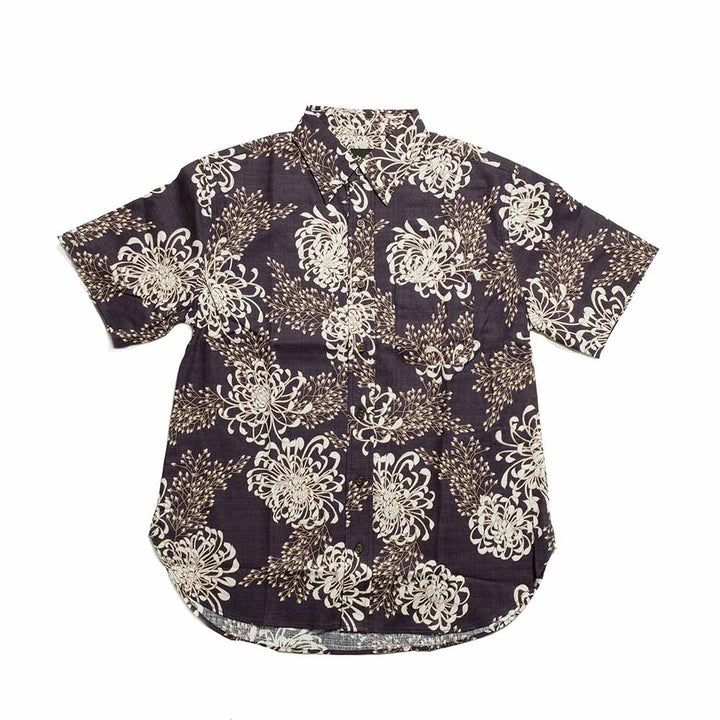 Koromozakura - Southern Cloth - Short-Sleeve Regular Shirt - Chrysanthemum - SA1686