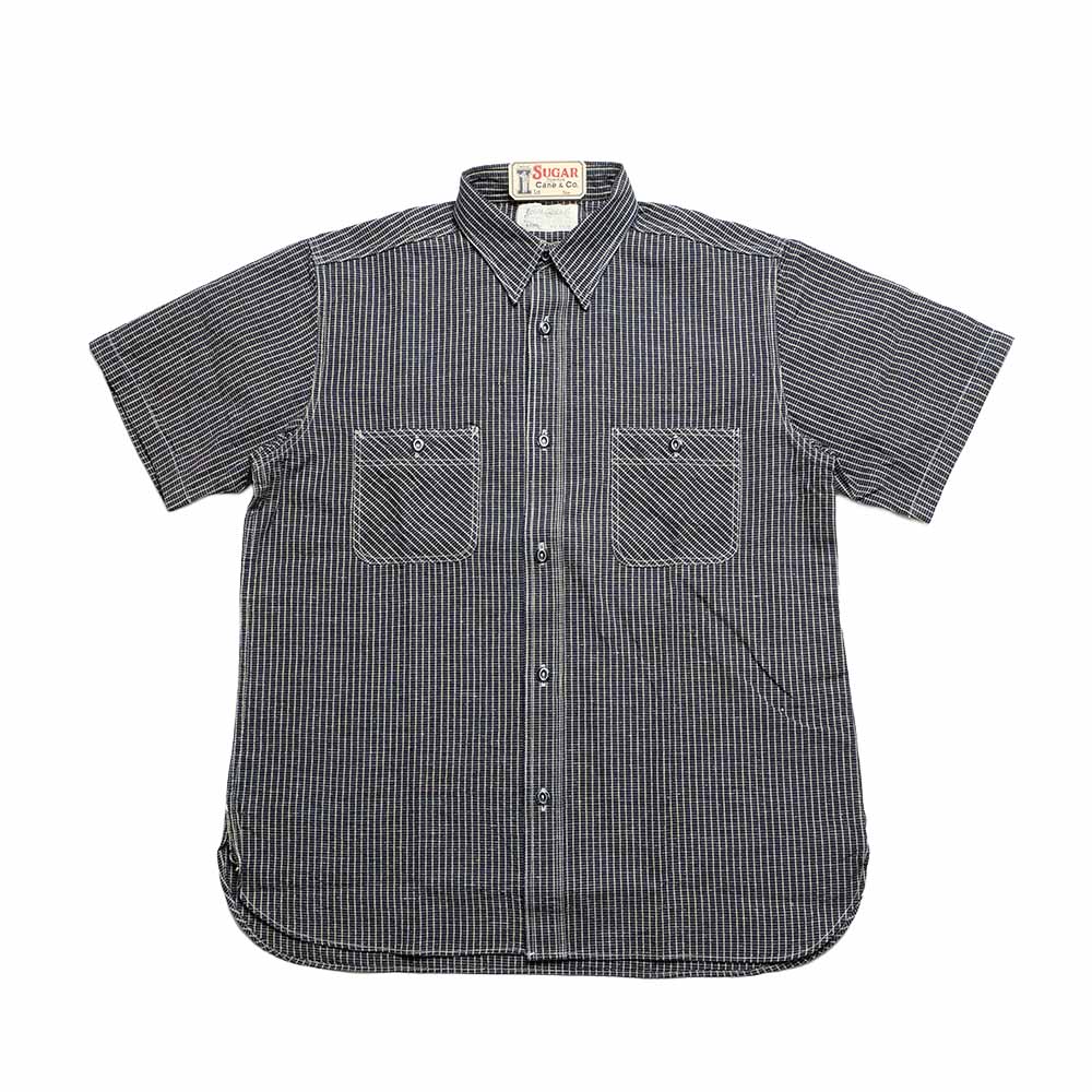SUGAR CANE - FICTION ROMANCE - 5.25oz. INDIGO CHECK WORK SHIRT - SC39734