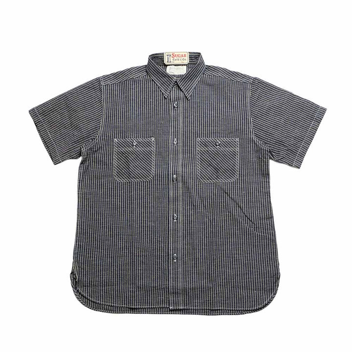 SUGAR CANE - FICTION ROMANCE - 5.25oz. INDIGO CHECK WORK SHIRT - SC39734