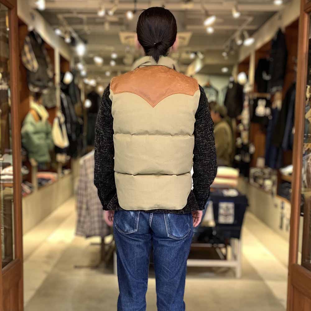 WAREHOUSE × Rocky Mountain Featherbed - CANVAS DOWN VEST - WHRM-2223