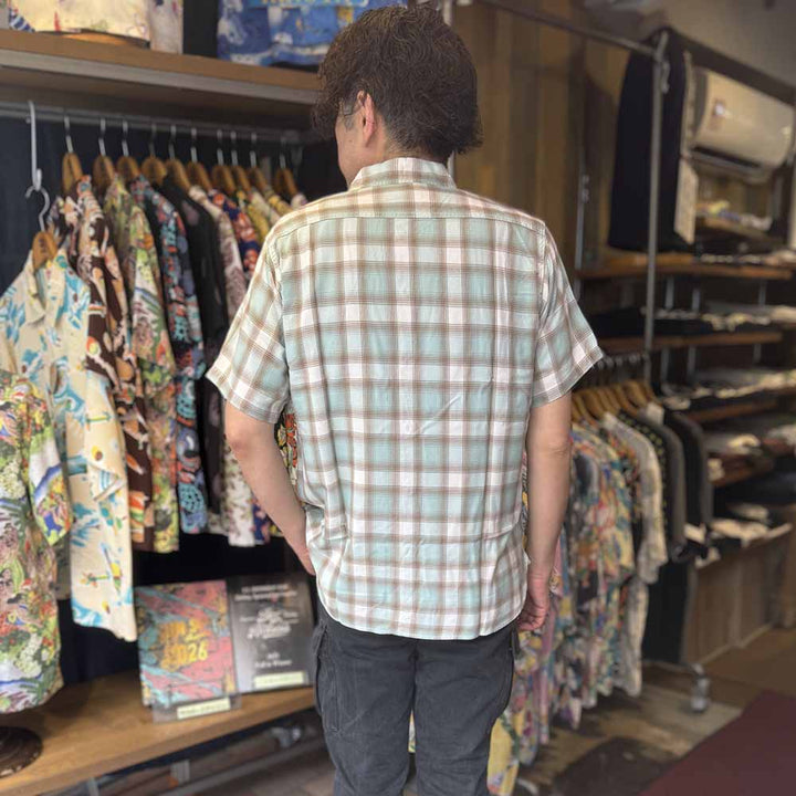 SUGAR CANE - RAYON OMBRE CHECK S/S WORK SHIRT - SC39728