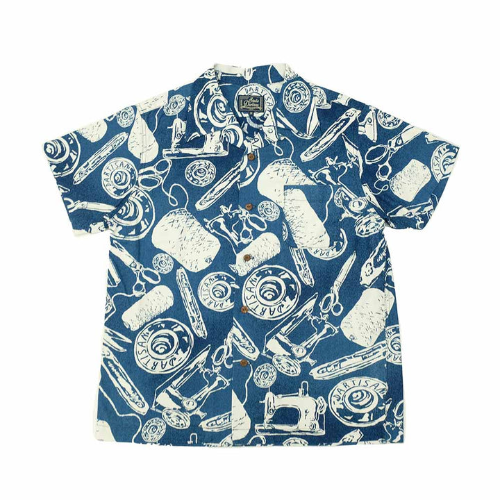 STUDIO D’ARTISAN - Indigo Discharge Print Aloha Shirt - Sewing Goods - 5722