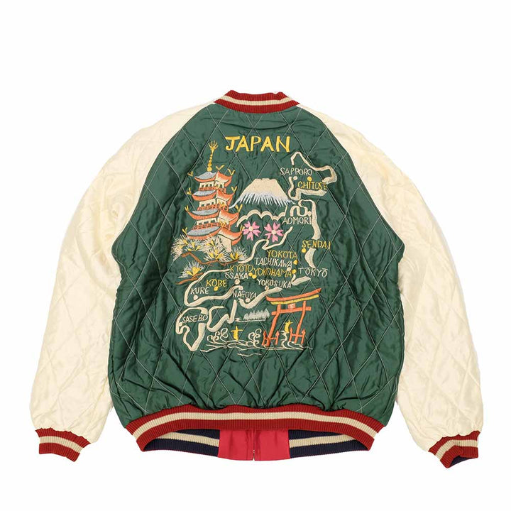 TAILOR TOYO - Acetate Quilted Souvenir Jacket - JAPAN MAP × GOLD DRAGON - TT15791-145