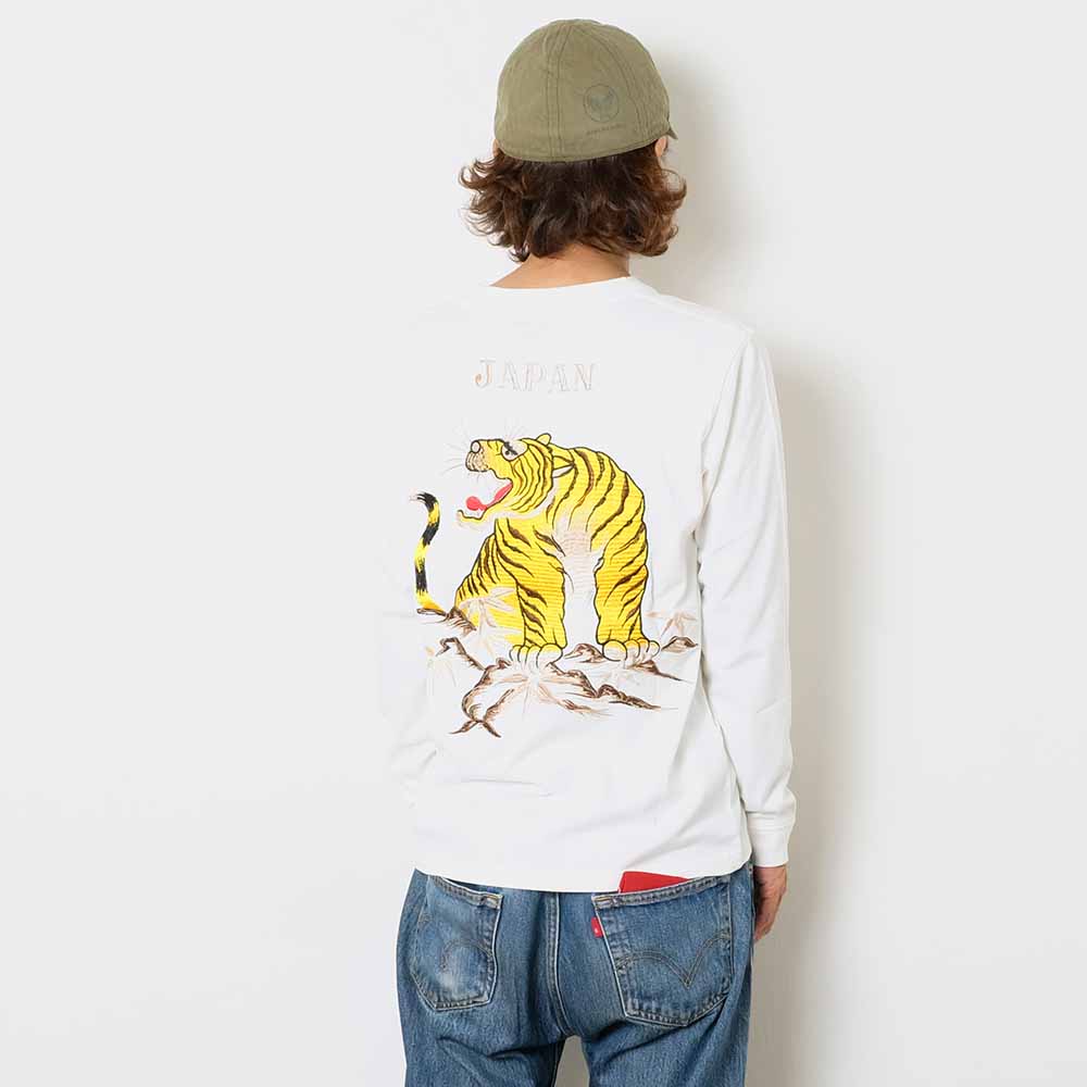 TAILOR TOYO - L/S SUKA T-SHIRT - EMBROIDERED - TIGER - TT69471