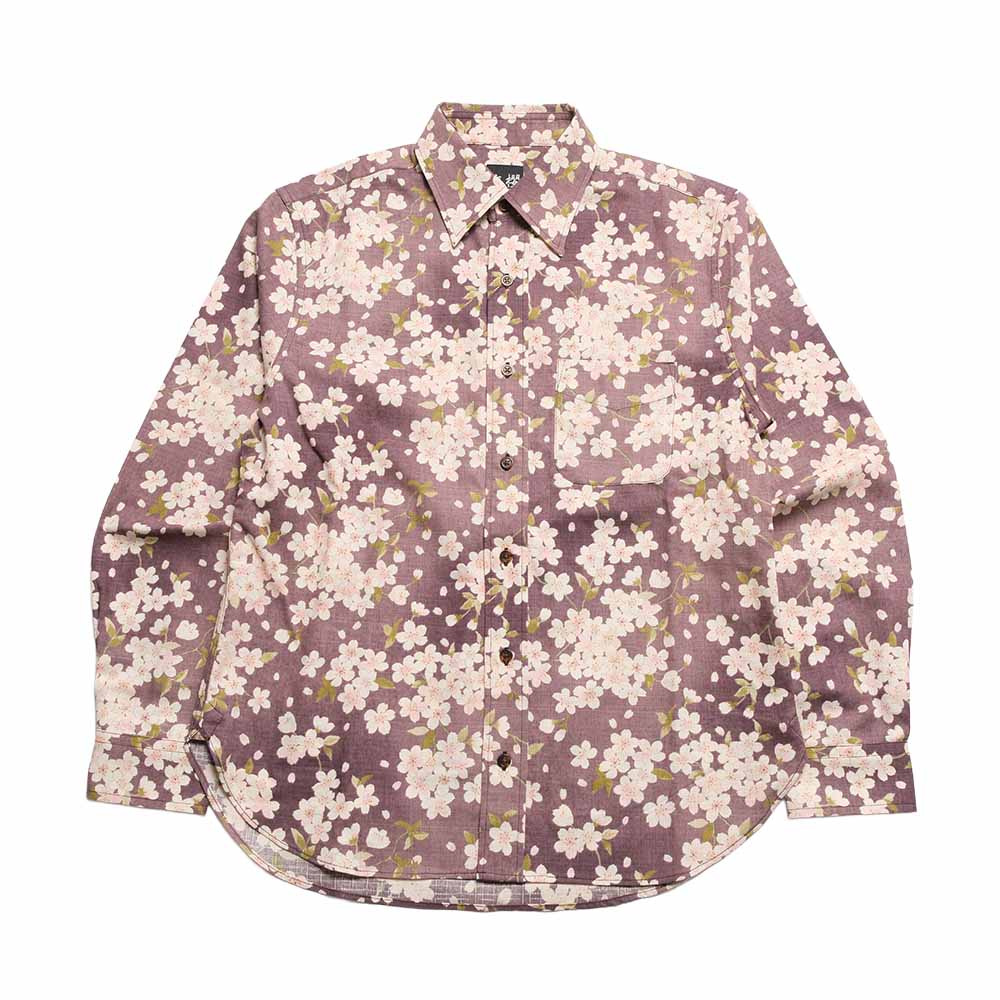 衣櫻 - サザンクロス素材 - 長袖レギュラーシャツ - 畳かし桜 - SA1781