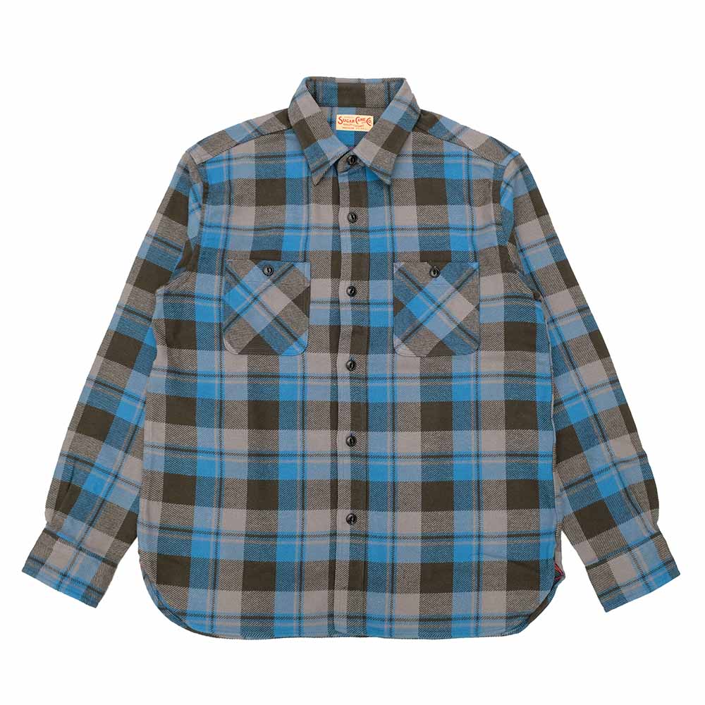 SUGAR CANE - TWILL CHECK WORK SHIRT - SC29558