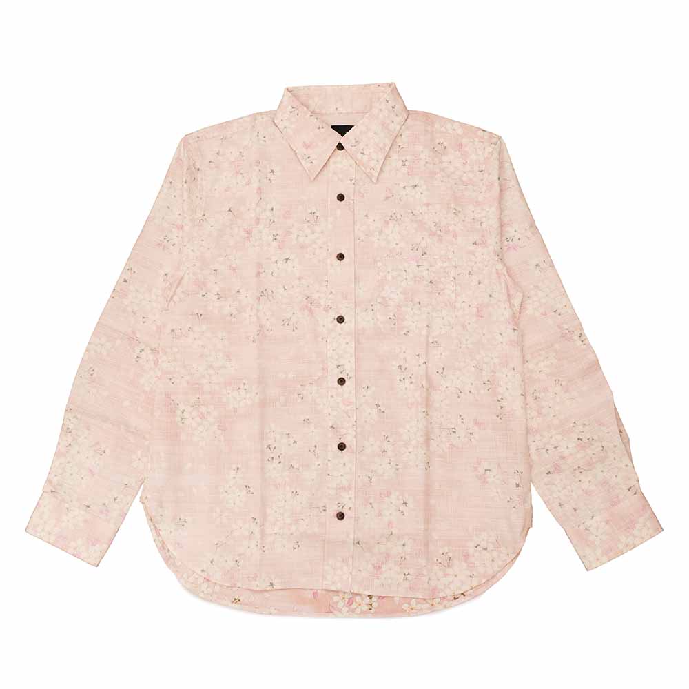 衣櫻 - サザンクロス素材 長袖レギュラーシャツ - 裏霞舞桜 - SA1743