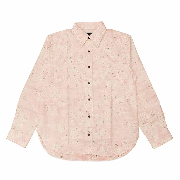 衣櫻 - サザンクロス素材 長袖レギュラーシャツ - 裏霞舞桜 - SA1743