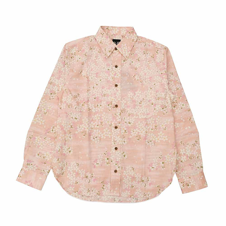 衣櫻 - サザンクロス素材 - 長袖レギュラーシャツ - 霞舞桜 - SA1662