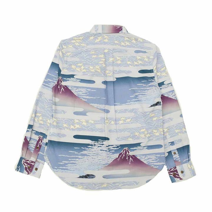 衣櫻 - シーチング素材 - 長袖レギュラーシャツ - 赤富士 - SA1665