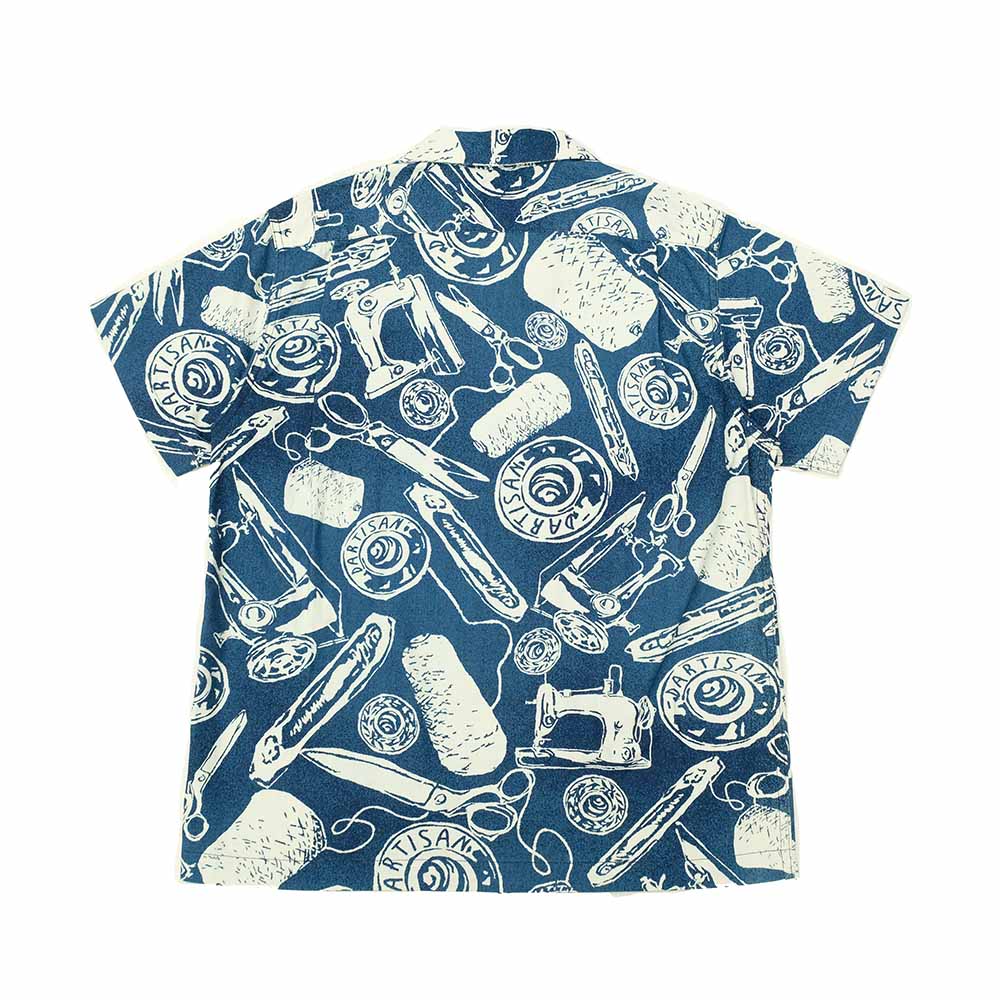 STUDIO D’ARTISAN - Indigo Discharge Print Aloha Shirt - Sewing Goods - 5722