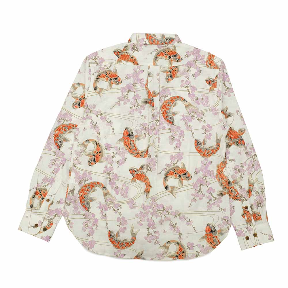 衣櫻 サザンクロス素材 長袖レギュラーシャツ 跳ね鯉 SA1565