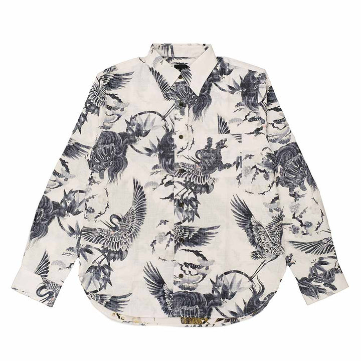 衣櫻 - サザンクロス素材 長袖レギュラーシャツ - 裏鶴亀 - SA1747