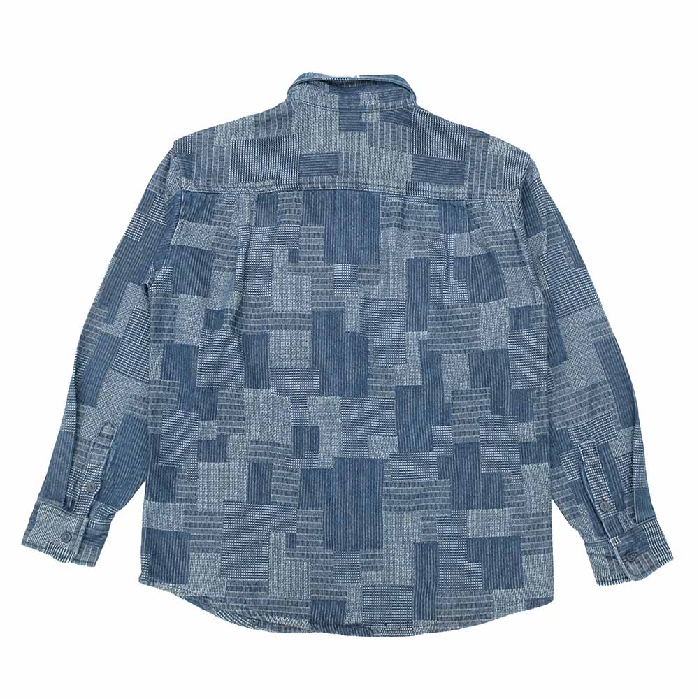 KOROMO ZAKURA - Cotton Jacquard Cloth - Long-Sleeve Work Shirt - Patch Work Jacquard - SA1648