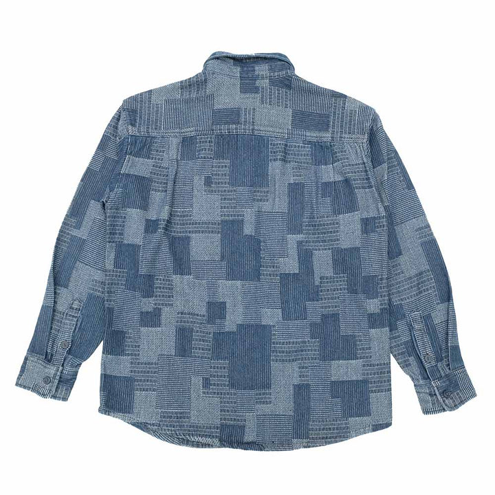 KOROMO ZAKURA - Cotton Jacquard Cloth - Long-Sleeve Work Shirt - Patch Work Jacquard - SA1648