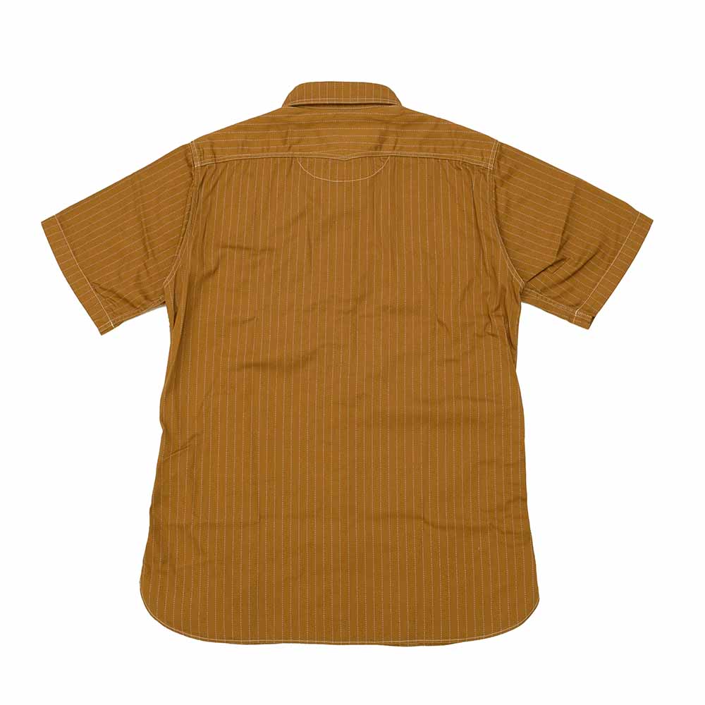 SUGAR CANE - FICTION ROMANCE - 8.5oz. BROWN WABASH STRIPE - S/S WORK SHIRT - SC38700
