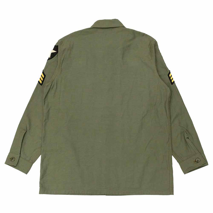 BUZZ RICKSON'S - SHIRT MAN'S COTTON SATEEN OLIVE GREEN SHADE107 - DEMILITARIZED ZONE - BR29586