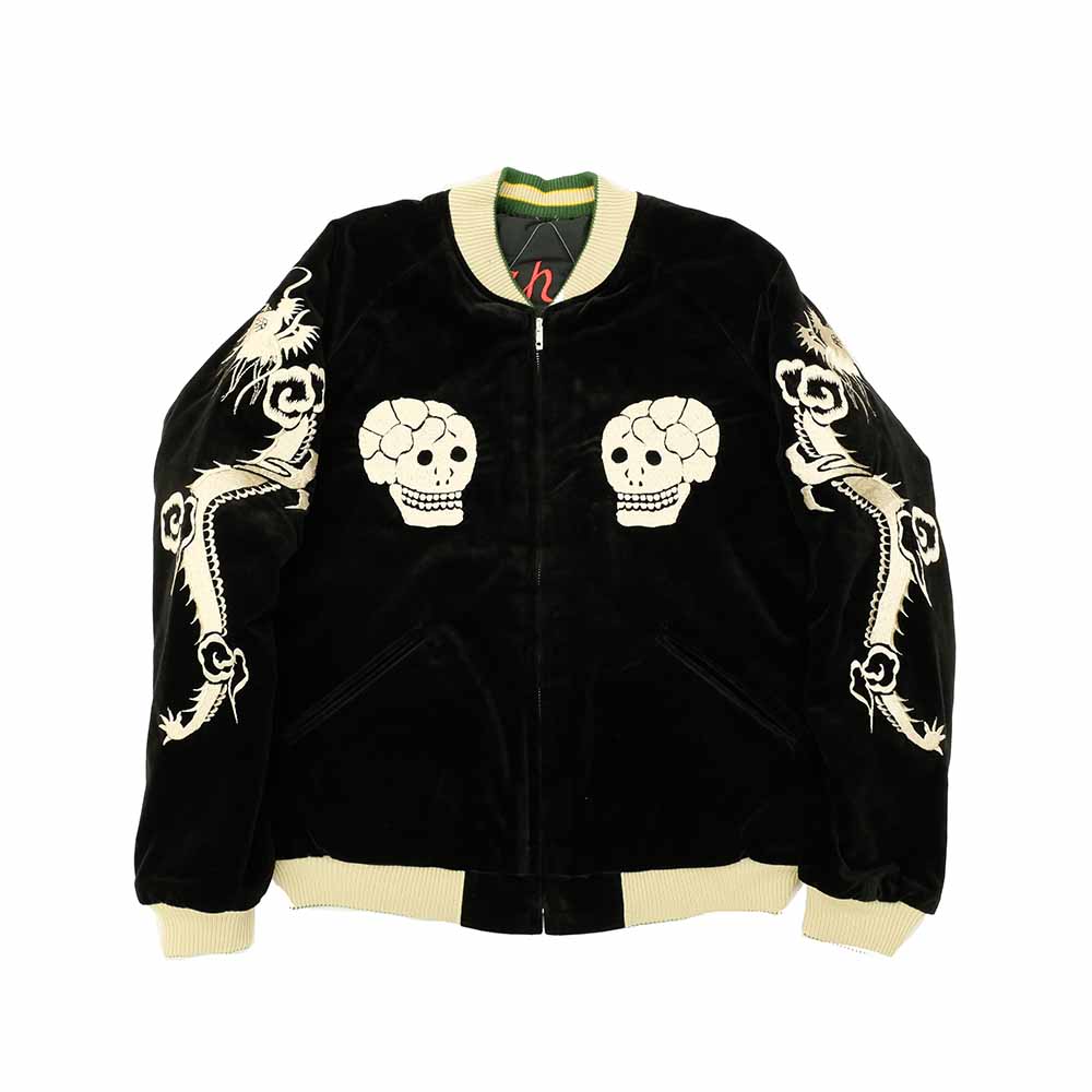 TAILOR TOYO - Mid 1950s Style Velveteen Souvenir Jacket - SPIDERWEB, SNAKE & SKULL × DRAGON & TIGER - TT15666