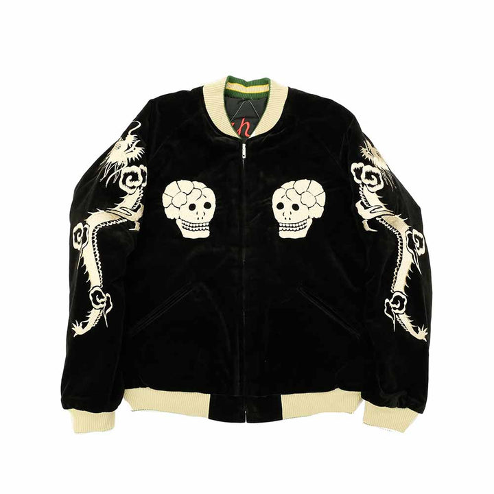TAILOR TOYO - Mid 1950s Style Velveteen Souvenir Jacket - SPIDERWEB, SNAKE & SKULL × DRAGON & TIGER - TT15666