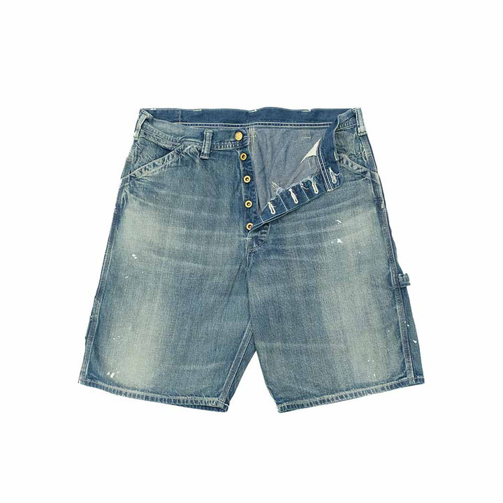 SUGAR CANE - 11oz. BLUE DENIM WORK SHORTS - AGED MODEL - SC52568